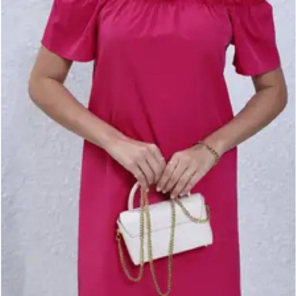 Elegant Pink Off-Shoulder Dress - Picture 3 of 10